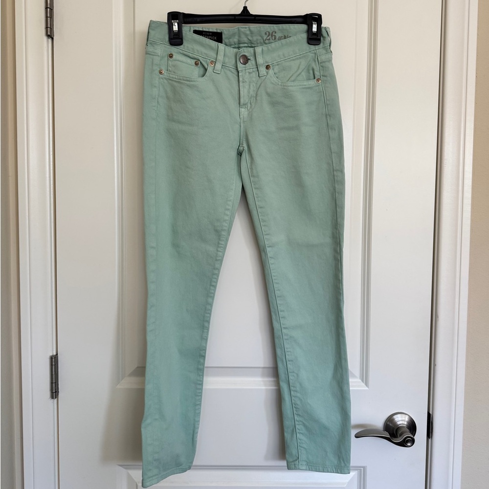 J. Crew Women's Toothpick Ankle Jeans in Light Green/mint